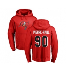 Tampa Bay Buccaneers #90 Jason Pierre-Paul Red Name & Number Logo Pullover Hoodie