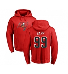 Tampa Bay Buccaneers #99 Warren Sapp Red Name & Number Logo Pullover Hoodie