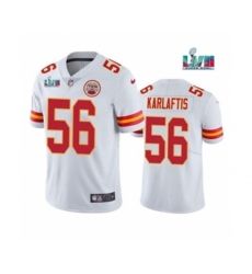 Kansas City Chiefs #56 George Karlaftis White Super Bowl LVII Patch Vapor Untouchable Limited Stitched Jersey