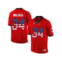2016 US Flag Fashion-Mens Georgia Bulldogs Herchel Walker #34 College Football Limited Jerseys - Red