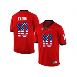 2016 US Flag Fashion-Mens Georgia Bulldogs Jacob Eason #10 College Football Limited Jerseys - Red