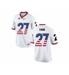 2016 US Flag Fashion-Mens Georgia Bulldogs Nick Chubb #27 College Football Limited Jerseys - White