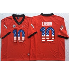 Georgia Bulldogs #10 Jacob Eason Red USA Flag College Jersey