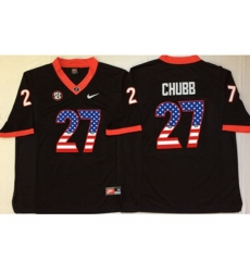 Georgia Bulldogs #27 Nick Chubb Black USA Flag College Jersey