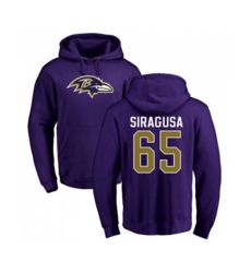 Baltimore Ravens #65 Nico Siragusa Purple Name & Number Logo Pullover Hoodie