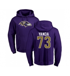 Baltimore Ravens #73 Marshal Yanda Purple Name & Number Logo Pullover Hoodie