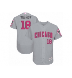 Chicago Cubs #18 Ben Zobrist Grey Mothers Day Flexbase Authentic Collection MLB Jersey