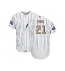 Chicago Cubs #21 Sammy Sosa White(Blue Strip) Flexbase Authentic 2017 Gold Program Stitched MLB Jersey
