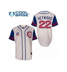 Chicago Cubs #22 Jason Heyward Replica Cream Blue 1942 Turn Back The Clock MLB Jersey