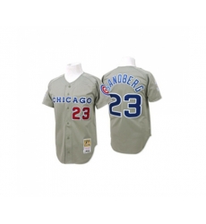 Chicago Cubs #23 Ryne Sandberg Replica Grey Throwback Baseball Jersey