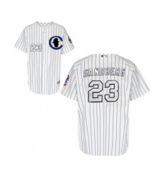 Chicago Cubs #23 Ryne Sandberg Replica White Sliver NO.-3 Patch Baseball Jersey
