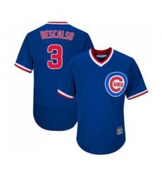 Chicago Cubs #3 Daniel Descalso Royal Blue Cooperstown Flexbase Authentic Collection Baseball Jersey