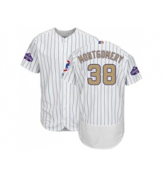 Chicago Cubs #38 Mike Montgomery White(Blue Strip) Flexbase Authentic 2017 Gold Program Stitched MLB Jersey