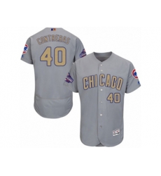 Chicago Cubs #40 Willson Contreras Gray 2017 Gold Champion Flexbase Authentic Collection MLB Jersey