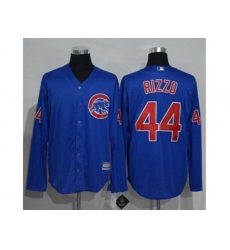 Chicago Cubs #44 Anthony Rizzo Blue New Cool Base Long Sleeve Stitched MLB Jersey