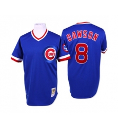 Chicago Cubs #8 Andre Dawson Replica Blue Throwback Baseball Jersey