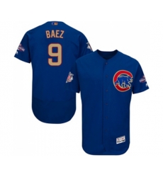 Chicago Cubs #9 Javier Baez Authentic Royal Blue 2017 Gold Champion Flex Base Baseball Jersey