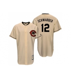 Mitchell And Ness Chicago Cubs #12 Kyle Schwarber Cream Throwback Stitched MLB Jersey