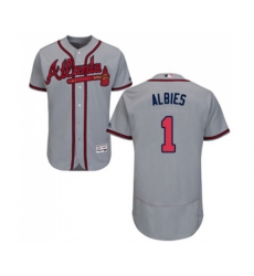 Atlanta Braves #1 Ozzie Albies Grey Road Flex Base Authentic Collection Baseball Jersey