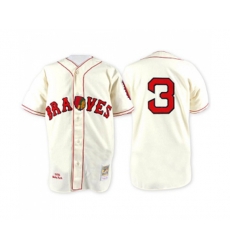 Atlanta Braves #3 Babe Ruth Authentic Cream Throwback Baseball Jersey