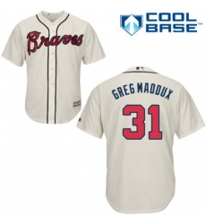 Atlanta Braves #31 Greg Maddux Replica Cream Alternate 2 Cool Base MLB Jersey