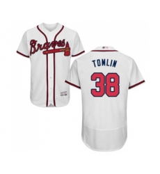 Atlanta Braves #38 Josh Tomlin White Home Flex Base Authentic Collection Baseball Jersey