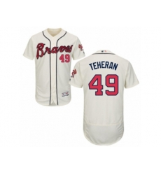 Atlanta Braves #49 Julio Teheran Cream Flexbase Authentic Collection MLB Jersey