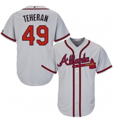 Atlanta Braves #49 Julio Teheran Replica Grey Road Cool Base MLB Jersey