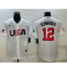 USA Baseball #12 Kyle Schwarber 2023 White World Baseball Classic Stitched Jersey