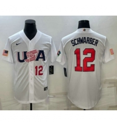 USA Baseball #12 Kyle Schwarber Number 2023 White World Baseball Classic Stitched Jerseys