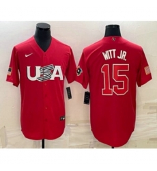USA Baseball #15 Bobby Witt Jr 2023 Red World Baseball Classic Stitched Jersey