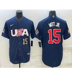 USA Baseball #15 Bobby Witt Jr Number 2023 Navy World Baseball Classic Stitched Jersey