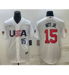 USA Baseball #15 Bobby Witt Jr Number 2023 White World Baseball Classic Replica Stitched Jerseys