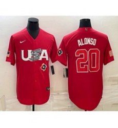 USA Baseball #20 Pete Alonso 2023 Red World Classic Stitched Jerseys