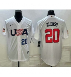 USA Baseball #20 Pete Alonso Number 2023 White World Baseball Classic Stitched Jerseys