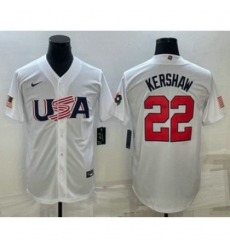 USA Baseball #22 Clayton Kershaw 2023 White World Baseball Classic Stitched Jerseys