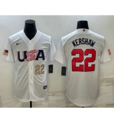 USA Baseball #22 Clayton Kershaw Number 2023 White World Baseball Classic Stitched Jerseys