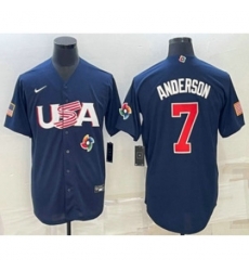 USA Baseball #7 Tim Anderson 2023 Navy World Baseball Classic Stitched Jerseys
