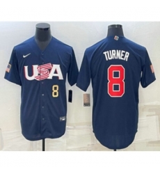 USA Baseball #8 Trea Turner Number 2023 Navy World Baseball Classic Stitched Jersey