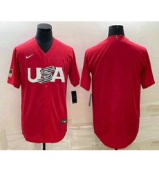 USA Baseball Blank 2023 Red World Classic Stitched Jerseys