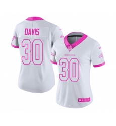 Women Denver Broncos #30 Terrell Davis Limited White Pink Rush Fashion Football Jersey