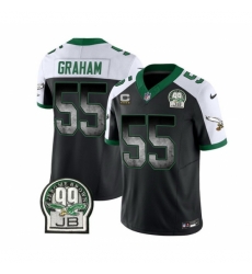Philadelphia Eagles #55 Brandon Graham Black White 2023 F U S E With 4 Star C Patch Throwback Vapor Untouchable Limited Stitched Jersey
