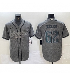 Philadelphia Eagles #62 Jason Kelce Gray Cool Base Baseball Stitched Jersey