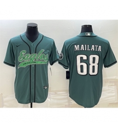 Philadelphia Eagles #68 Jordan Mailata Green With Patch Cool Base Stitched Baseball Jersey