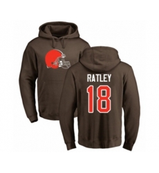 Cleveland Browns #18 Damion Ratley Brown Name & Number Logo Pullover Hoodie