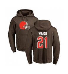 Cleveland Browns #21 Denzel Ward Brown Name & Number Logo Pullover Hoodie