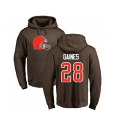 Cleveland Browns #28 Phillip Gaines Brown Name & Number Logo Pullover Hoodie