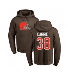 Cleveland Browns #38 T. J. Carrie Brown Name & Number Logo Pullover Hoodie