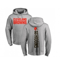 Cleveland Browns #81 Rashard Higgins Ash Pullover Hoodie