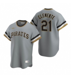 Nike Pittsburgh Pirates #21 Roberto Clemente Gray Cooperstown Collection Road Stitched Baseball Jersey